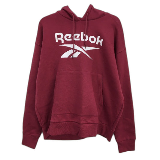 Reebok Identity Logo Berry Red Standard Fleece Pullover Hoodie Ladies Size XL