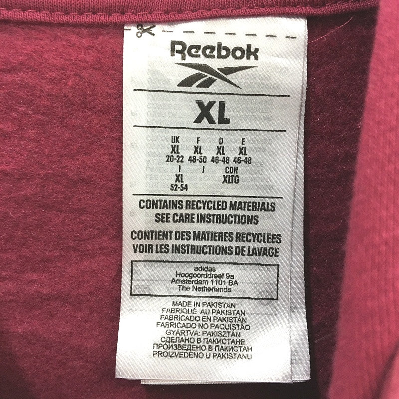 Reebok Identity Logo Berry Red Standard Fleece Pullover Hoodie Ladies Size XL