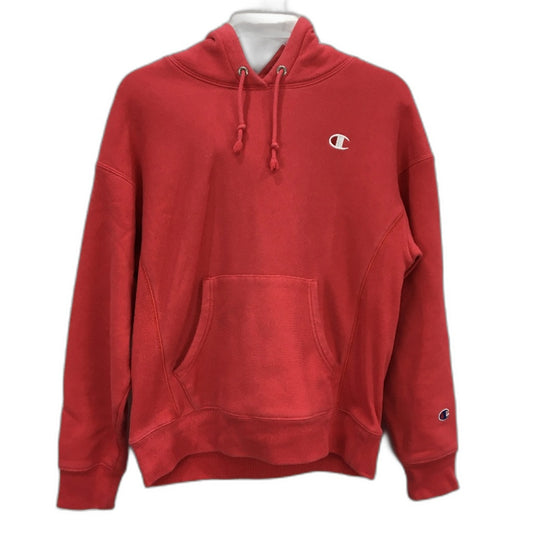 Champion Brushed Fleece Pullover Red Cotton Blend Hoodie Ladies Size Small