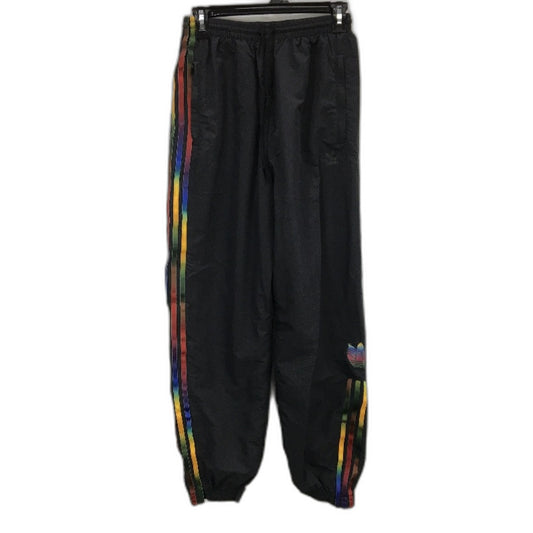 Adidas Originals Rainbrow Stripe Black Nylon Track Pants Ladies Size UK 8