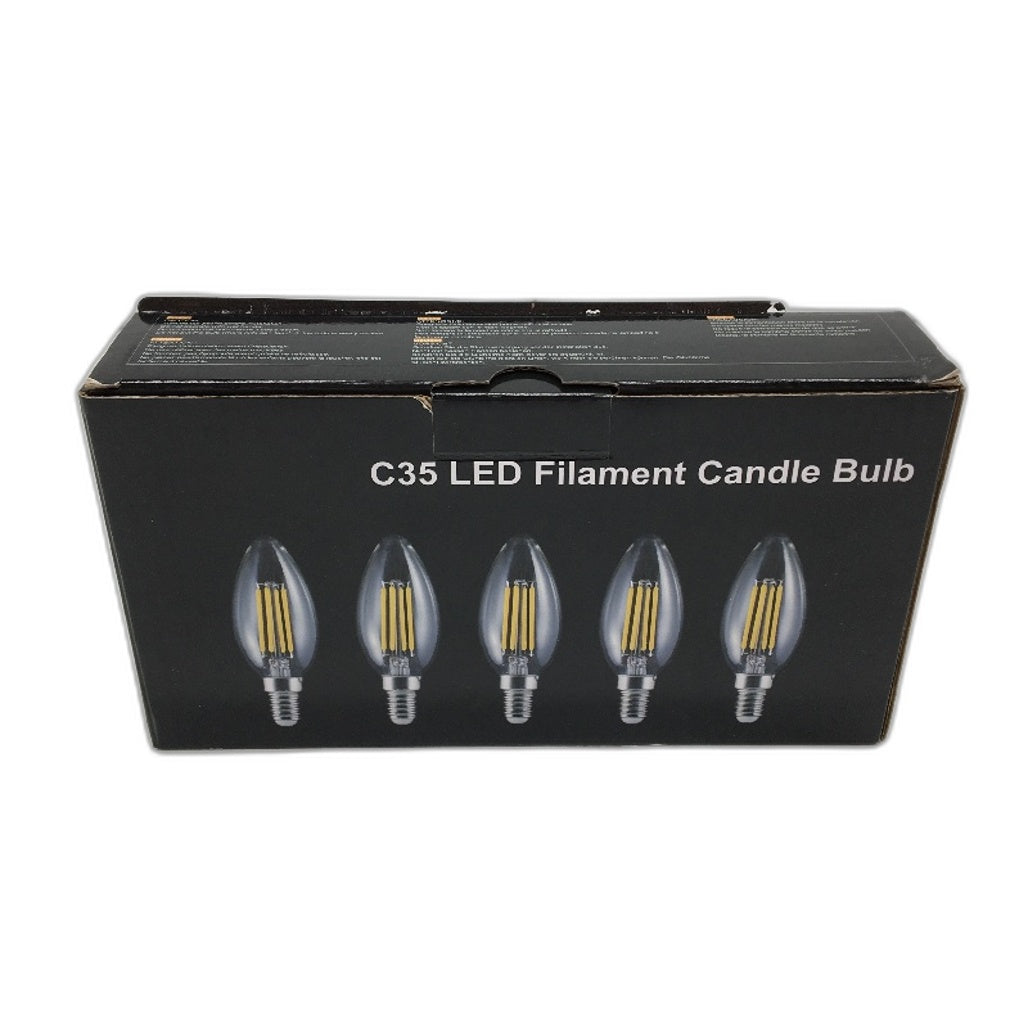 ROMANJOY 5 Pack Dimmable C35 LED Filament Candle Light Bulb E14 6W 2700K NEW