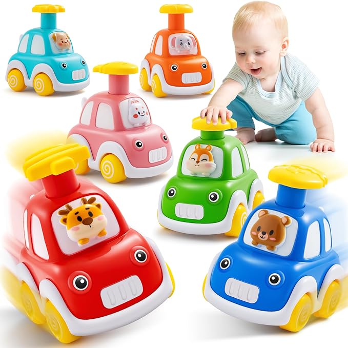 TooyBing Press And Go 6 Pack Animal Car Toys For Toddlers Age 12 Months+ NEW