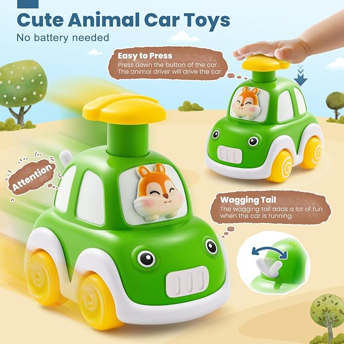 TooyBing Press And Go 6 Pack Animal Car Toys For Toddlers Age 12 Months+ NEW