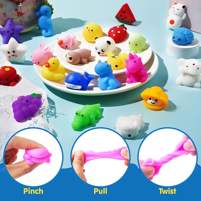 JOYIN 50PCS Kawaii Squishy Mochi Toys Party Favors Goodie Bags Prize Age 3+ NEW
