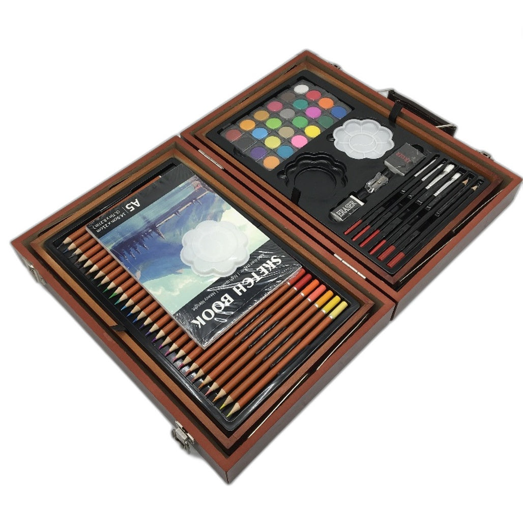 KINSPORY 139PCS Art Supplies Set With Double Layer Wooden Storage Case NEW