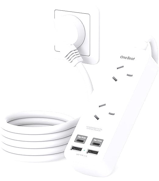 One Beat 2 Outlet Power Strip Powerboard With 2x USB & 2x USB-C 10A 2400W NEW