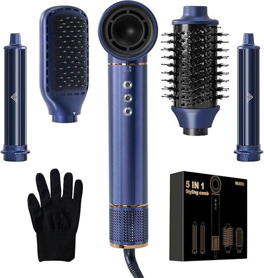 WUBBO 5 In 1 Multifunctional High Speed Hair Curler Dryer Brush Negative Ion NEW