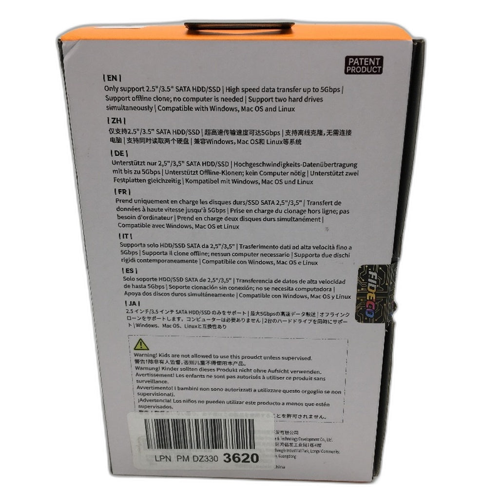 FIDECO Dual Bay Hard Drive Reader Docking Station Support Offline Clone NEW