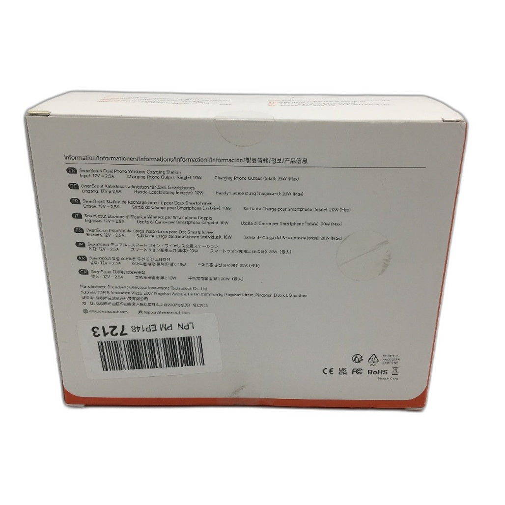 SwanScout Dual Phone Charging Station Wireless Charger With Time Display NEW