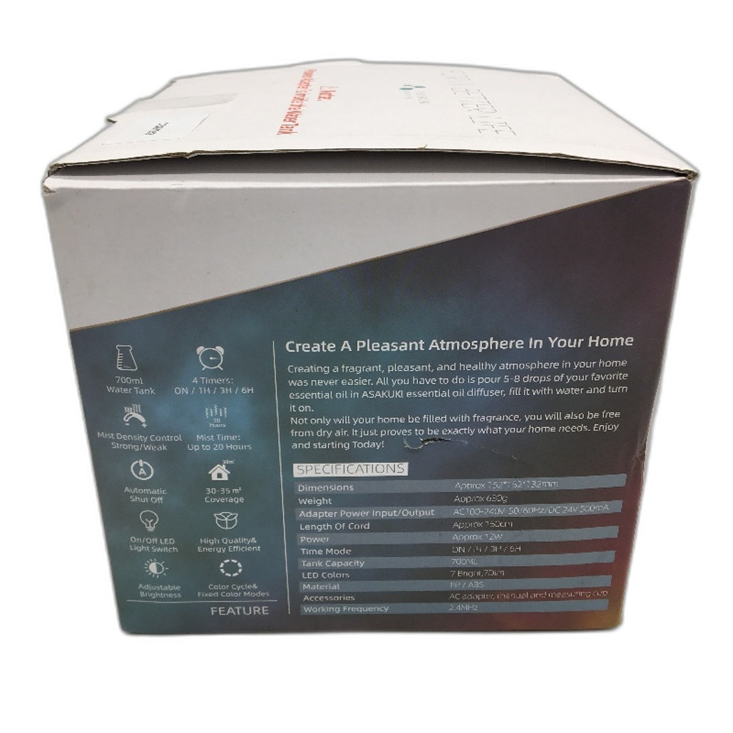 ASAKUKI 700ML Premium Essential Oil Diffuser Aroma Humidifier LED Mood Light NEW