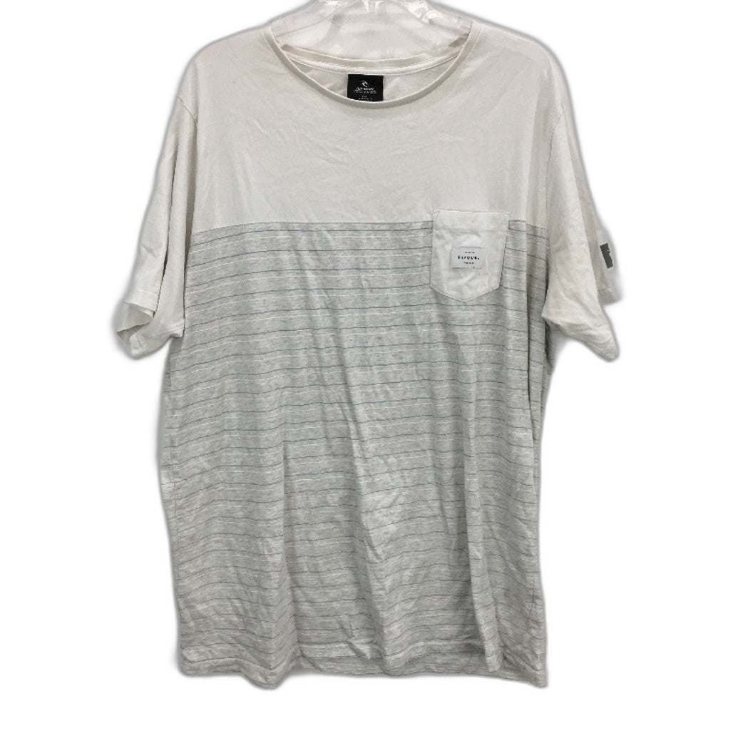 Rip Curl Cream Striped Standard Cotton Short Sleeve Classic T-Shirt Mens 3XL