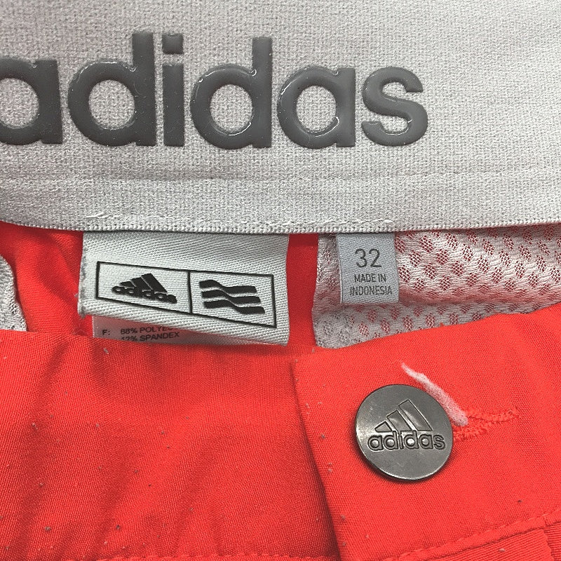 Adidas Bright Red Casual Zip & Button Lightweight Shorts Mens Size 32