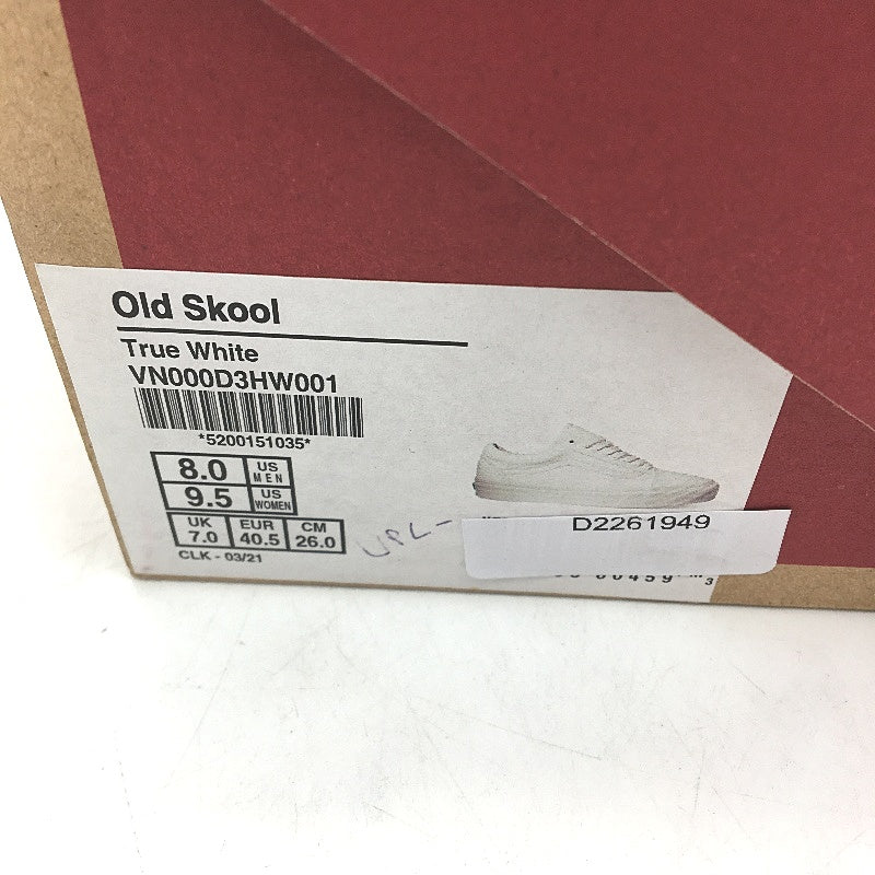 Vans True White Old Skool Lace Up Skate Shoes Unisex US M8 L9.5 EU 40.5 NEW