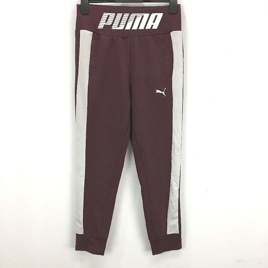 Puma High Waisted Logo Burgundy Red Drawstring Trackpants Ladies Size Small
