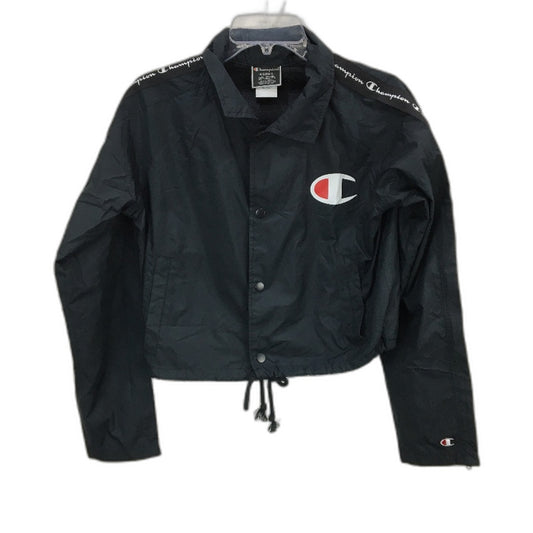 Champion Cropped Collared Snap Button Black Coaches Jacket Ladies Size XS