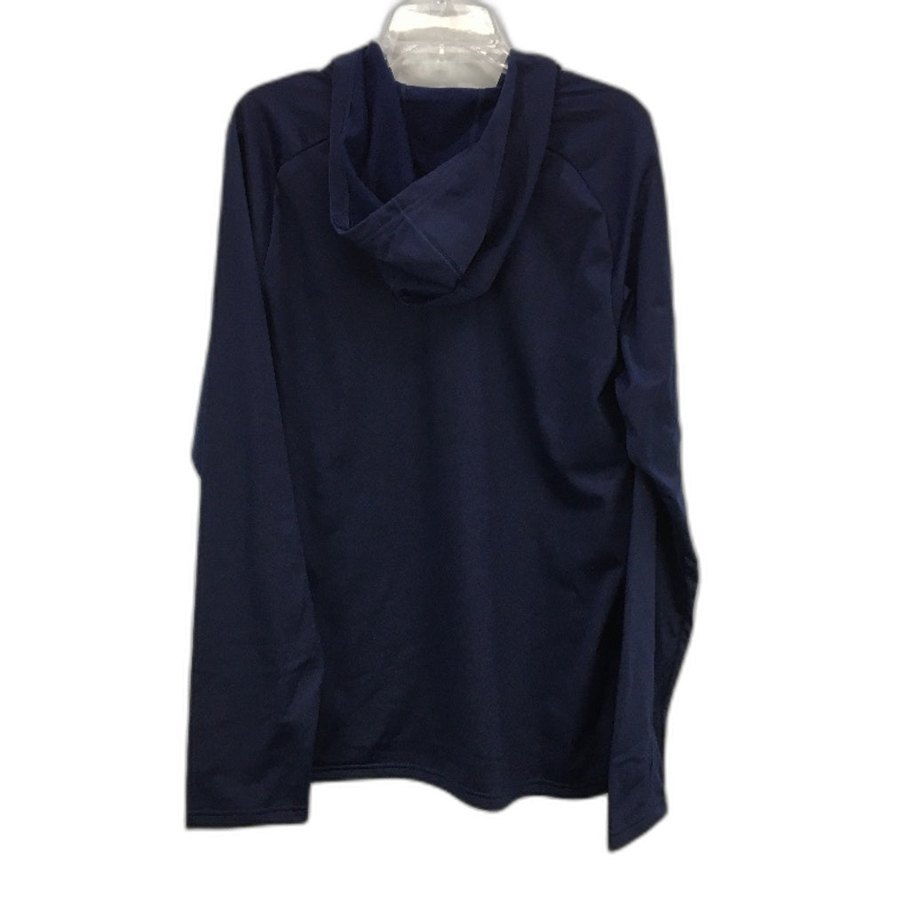 Puma DryCell Satin Fleece Lined Pullover Navy Blue Hooded Sweatshirt Men Size XL