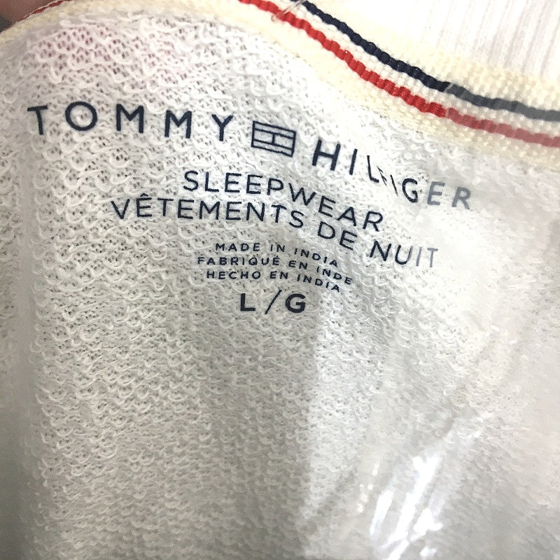 Tommy Hilfiger 2 Piece French Terry White Grey Pyjama Set Ladies Size Large NEW