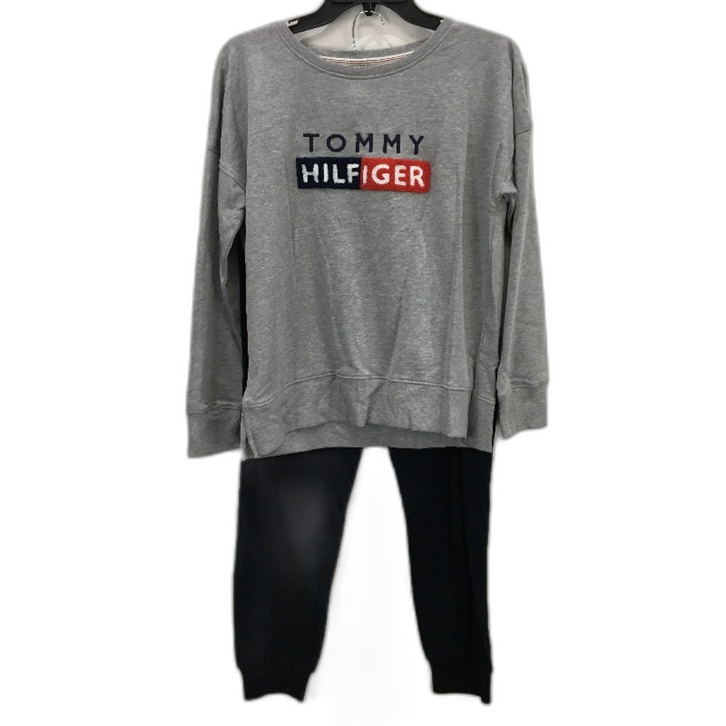 Tommy Hilfiger 2 Piece French Terry Grey Navy Pyjama Set Ladies Size XL NEW