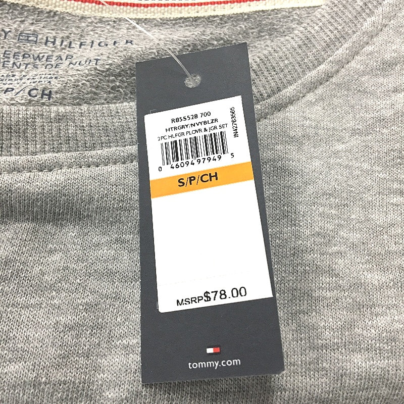 Tommy Hilfiger 2 Piece French Terry Grey Navy Pyjama Set Ladies Size Small NEW