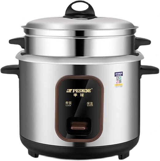 PESKOE 3-in-1 3 Litre Portable Stainless Steel Steam Boil and Rice Cooker NEW