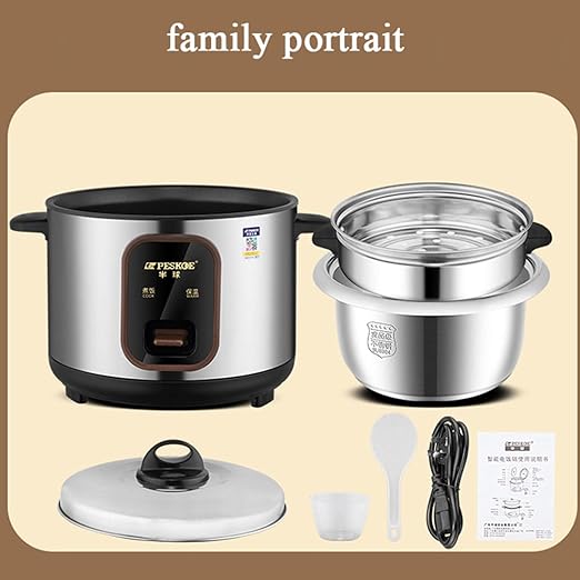 PESKOE 3-in-1 3 Litre Portable Stainless Steel Steam Boil and Rice Cooker NEW