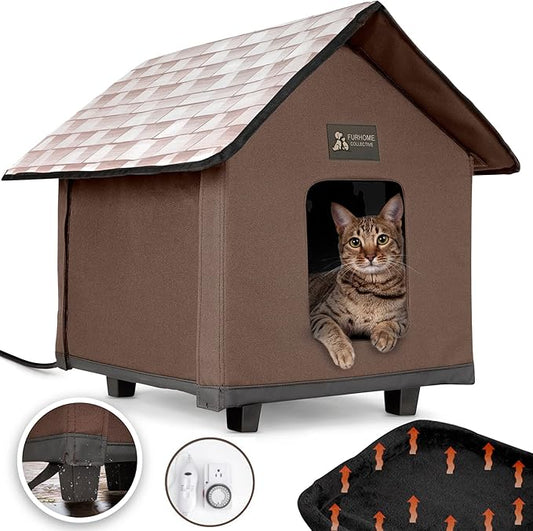 Furhome Collective Deluxe Heated Indoor Outdoor PVC Waterproof Cat House NEW