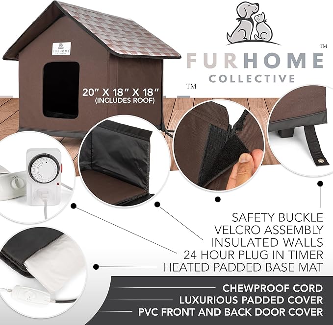 Furhome Collective Deluxe Heated Indoor Outdoor PVC Waterproof Cat House NEW