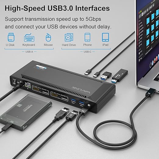 Wavlink USB C Dual 4K 100W Power Delivery Universal Docking Station DEMO