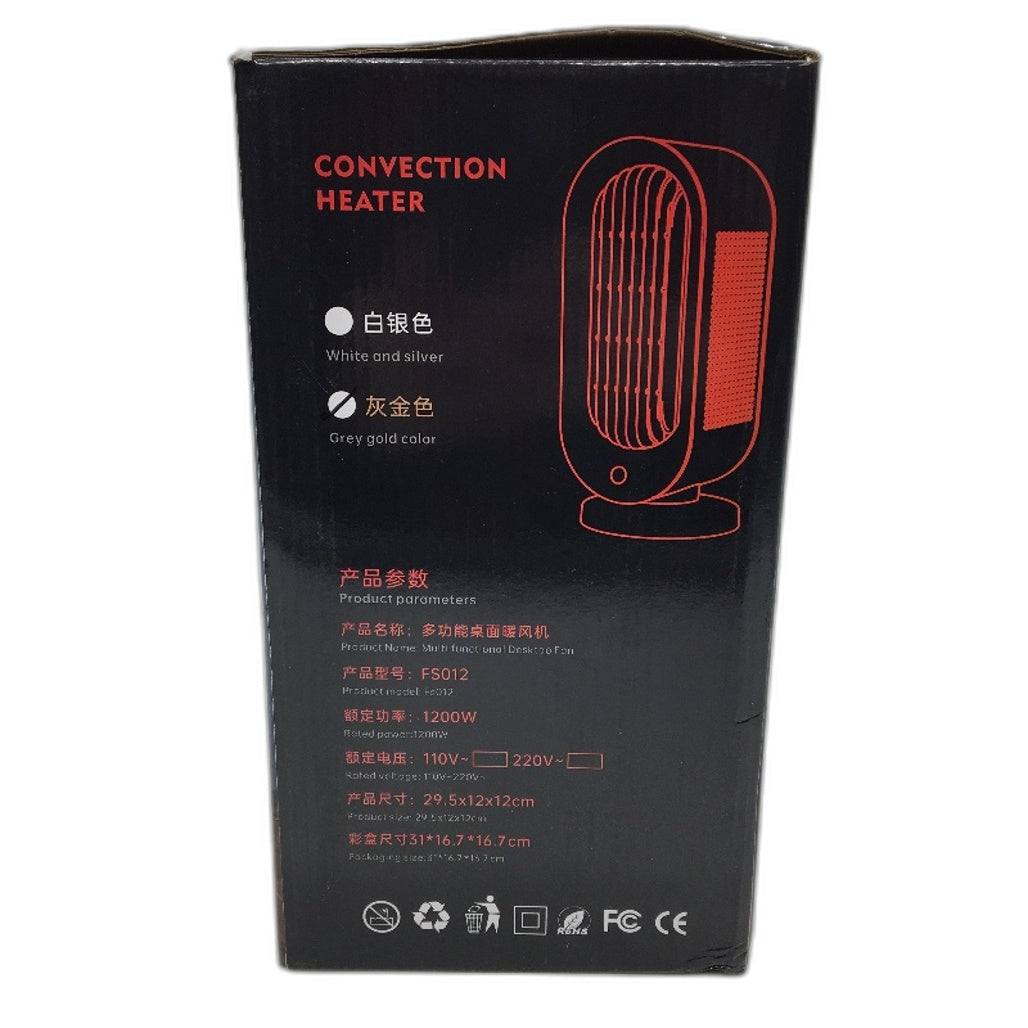 FS012 1200W Convection Heater Multi Functional Grey Gold Desktop Fan NEW