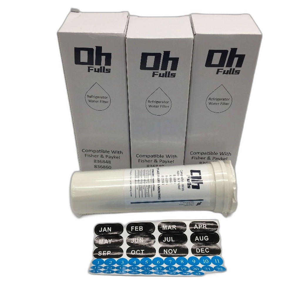 OhFulls 3 Pack Refrigerator Water Filter Compatible With Fisher & Paykel NEW