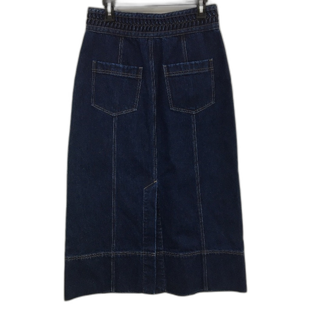 Piper Sample Denim Godet Indigo Blue Midi Skirt Ladies Size AU 10 NEW