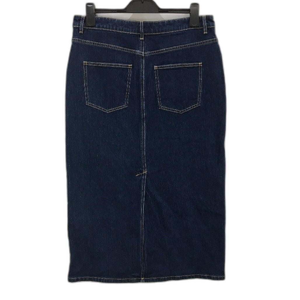 Witchery Hi Rise Deep Indigo Blue Denim Midi Skirt Ladies Size AU 14
