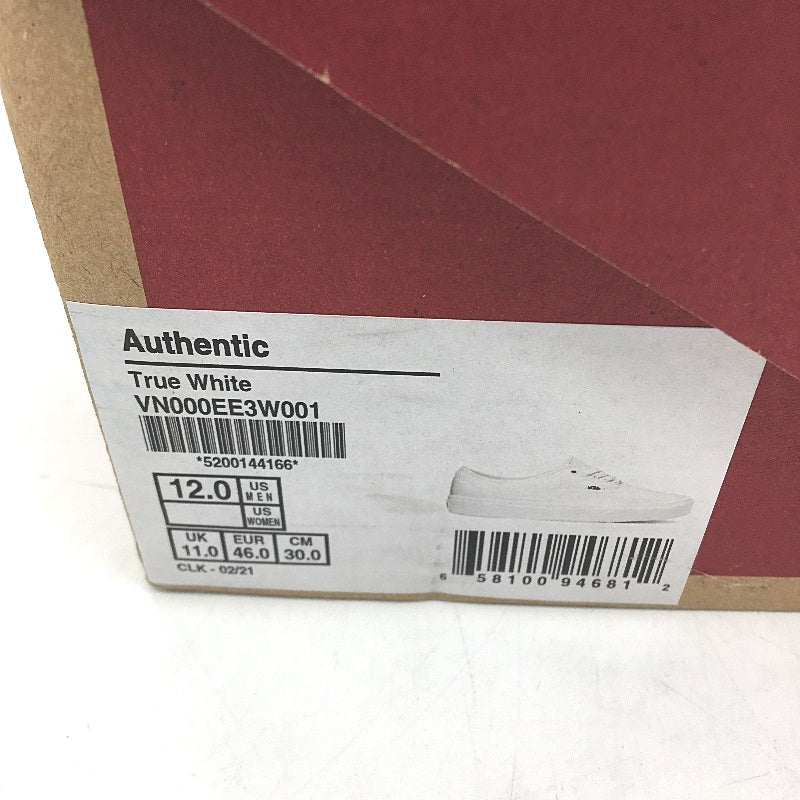 Vans True White Authentic Lace Up Low Top Skate Shoes Mens Size US 12 EU46 NEW