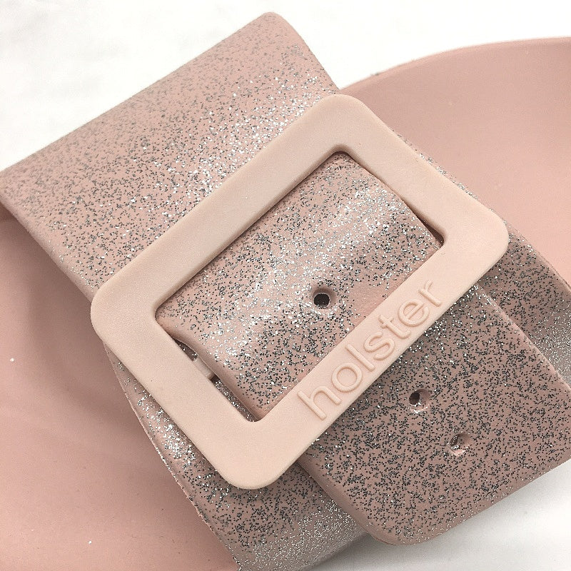Holster Australia Blush Pink Solace Buckle Glitter Slide Ladies AU 9 EU 40 NEW