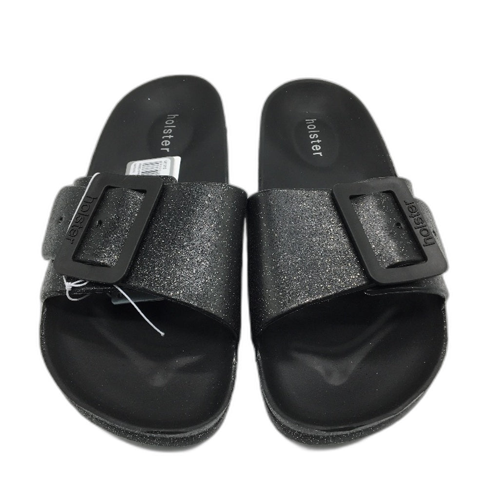Holster Australia Black Solace Buckle Glitter Slide Sandal Ladies AU 7 EU 38 NEW