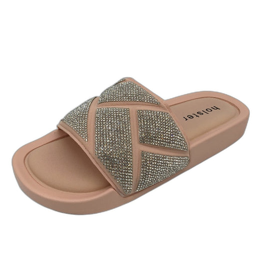 Holster Australia Sooth Rose Blush Glitter Detail Slides Ladies AU 7 EU 38 NEW
