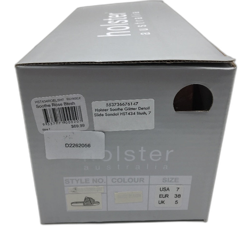 Holster Australia Sooth Rose Blush Glitter Detail Slides Ladies AU 7 EU 38 NEW