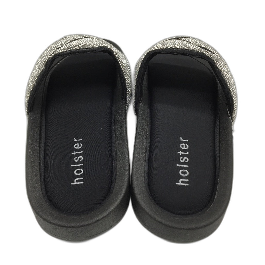 Holster Australia Sooth Black Glitter Detail Slide Sandals Ladies AU10 EU 41 NEW