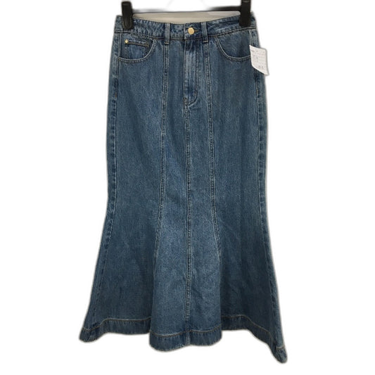 Piper Sample Flared Indigo Blue Denim Mermaid Midi Skirt Ladies Size AU 10 NEW