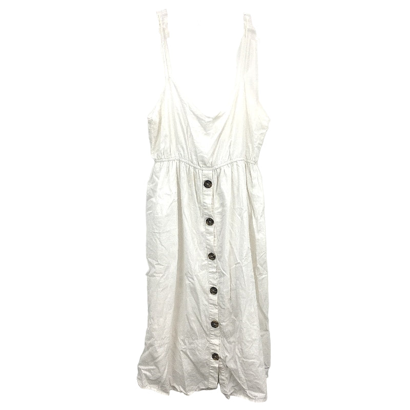 Ghanda Bow Back Strappy Sweetheart White Linen Summer Dress Ladies Size Large