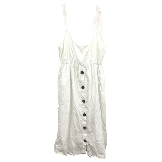 Ghanda Bow Back Strappy Sweetheart White Linen Summer Dress Ladies Size Large