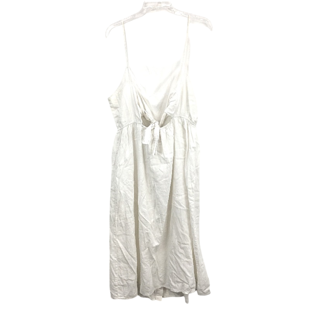 Ghanda Bow Back Strappy Sweetheart White Linen Summer Dress Ladies Size Large