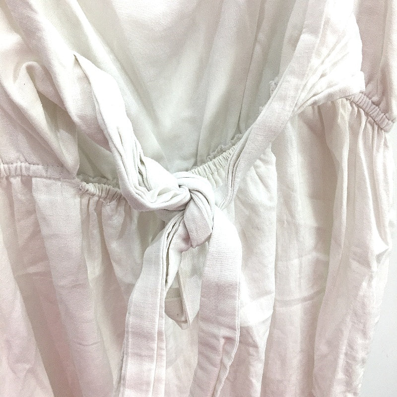 Ghanda Bow Back Strappy Sweetheart White Linen Summer Dress Ladies Size Large