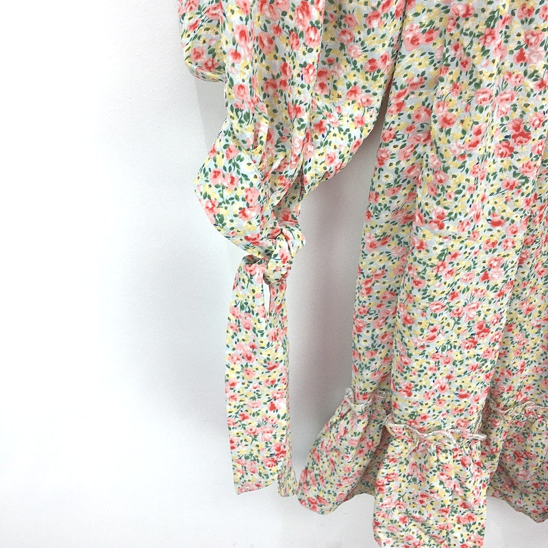 Cass & Cat Ruched Chest Princess Sleeve Multi Floral Mini Dress Ladies Size 6