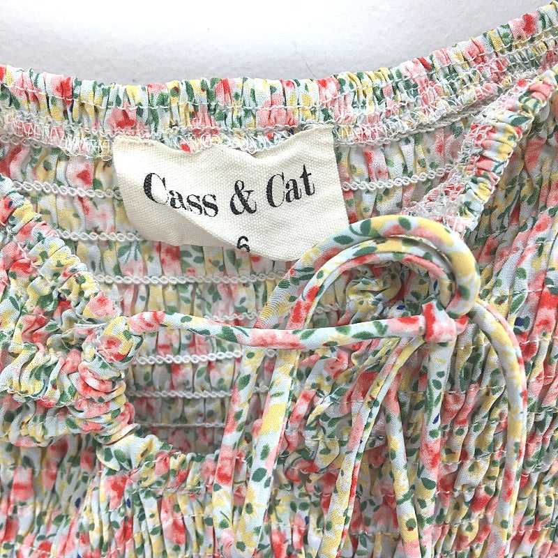 Cass & Cat Ruched Chest Princess Sleeve Multi Floral Mini Dress Ladies Size 6
