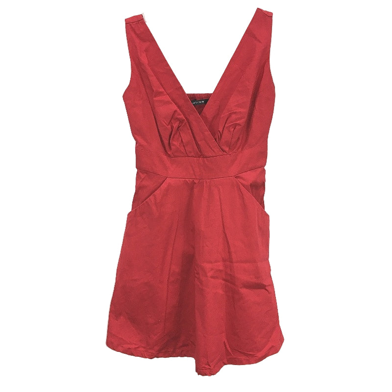 Portmans Sleeveless Red Cotton V Neck Pocketed Mini Dress Ladies Size 6