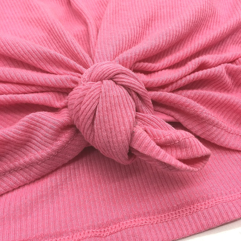 Cotton On Body Ribbed Twist Front Barbie Pink Crop Top Ladies Size Small