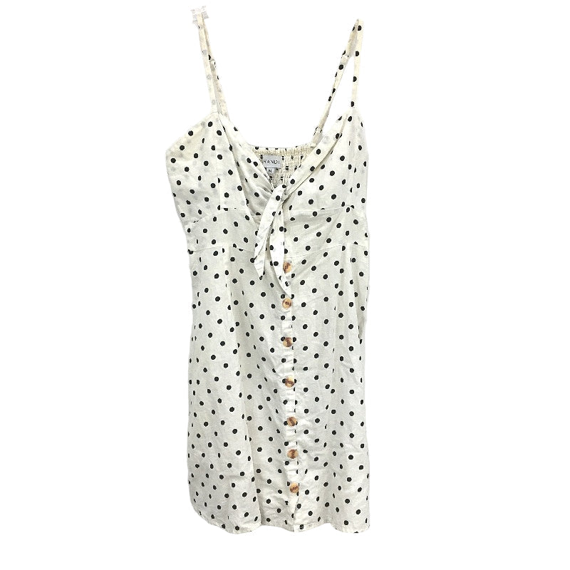 Ghanda Strappy Black Polka Dot Linen Blend White Mini Dress Ladies Size Medium