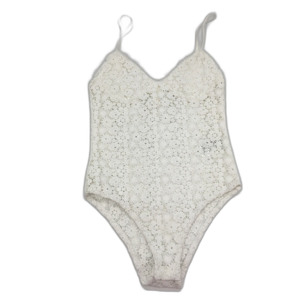 H&M Crocheted White Lace Scalloped Trim Strappy Body Suit Ladies Size XS