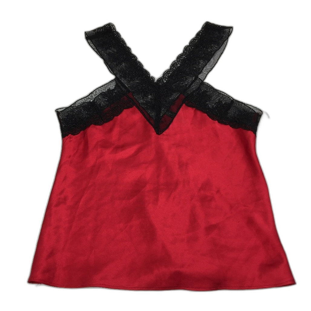 BrasNThings Satin Red Black Lacey V Neck Camisole Ladies Size 8